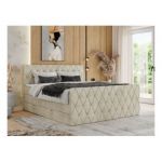 Łóżko kontynentalne MIREN KING DUO 120x200 - H4 - beżowy, welwet