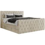 Łóżko kontynentalne MIREN KING DUO 120x200 - H4 - beżowy, welwet