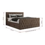 Łóżko kontynentalne MIREN KING DUO 140x200 - H3 - brązowy, welwet