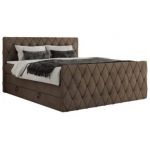 Łóżko kontynentalne MIREN KING DUO 160x200 - H3 - brązowy, welwet