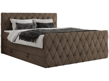 Łóżko kontynentalne MIREN KING DUO 200x200 - H3 - brązowy, welwet