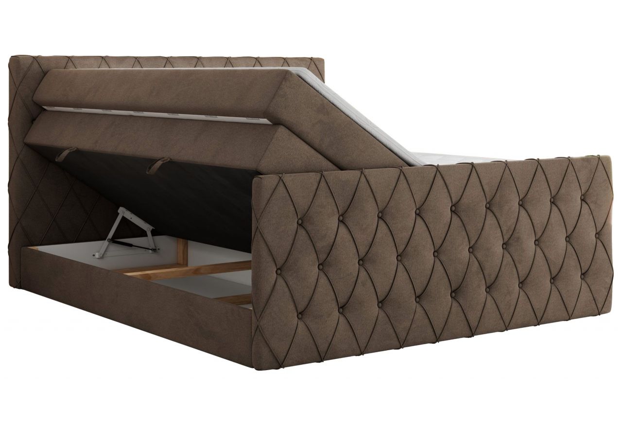 Łóżko kontynentalne MIREN KING DUO 160x200 - H4 - brązowy, welwet