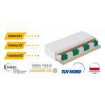 Materac kieszeniowy H4 na drewnianym stelażu z matą kokosową i lateksem - HELVETIA LUX 80x200