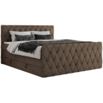 Łóżko kontynentalne MIREN KING DUO 200x200 - H4 - brązowy, welwet