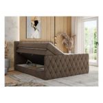 Łóżko kontynentalne MIREN KING DUO 200x200 - H4 - brązowy, welwet