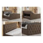 Łóżko kontynentalne MIREN KING DUO 200x200 - H4 - brązowy, welwet