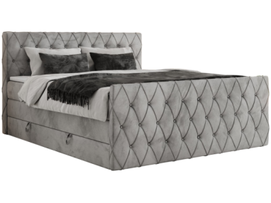 Łóżko kontynentalne MIREN KING DUO 120x200 - H3 - jasnoszary, welwet