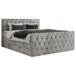 Łóżko kontynentalne MIREN KING DUO 120x200 - H3 - jasnoszary, welwet