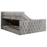 Łóżko kontynentalne MIREN KING DUO 160x200 - H3 - jasnoszary, welwet