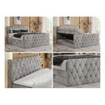 Łóżko kontynentalne MIREN KING DUO 200x200 - H3 - jasnoszary, welwet