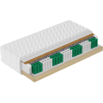 Materac kieszeniowy H4 na drewnianym stelażu z matą kokosową i lateksem - HELVETIA LUX 80x200