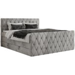 Łóżko kontynentalne MIREN KING DUO 200x200 - H4 - jasnoszary, welwet