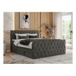 Łóżko kontynentalne MIREN KING DUO 120x200 - H3 - ciemnoszary, welwet