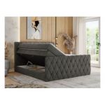 Łóżko kontynentalne MIREN KING DUO 160x200 - H3 - ciemnoszary, welwet