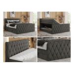 Łóżko kontynentalne MIREN KING DUO 200x200 - H3 - ciemnoszary, welwet