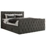 Łóżko kontynentalne MIREN KING DUO 200x200 - H3 - ciemnoszary, welwet