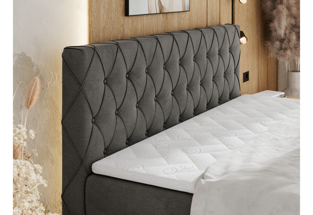 Łóżko kontynentalne MIREN KING DUO 120x200 - H4 - ciemnoszary, welwet