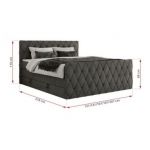 Łóżko kontynentalne MIREN KING DUO 160x200 - H4 - ciemnoszary, welwet