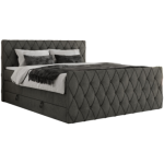 Łóżko kontynentalne MIREN KING DUO 200x200 - H4 - ciemnoszary, welwet