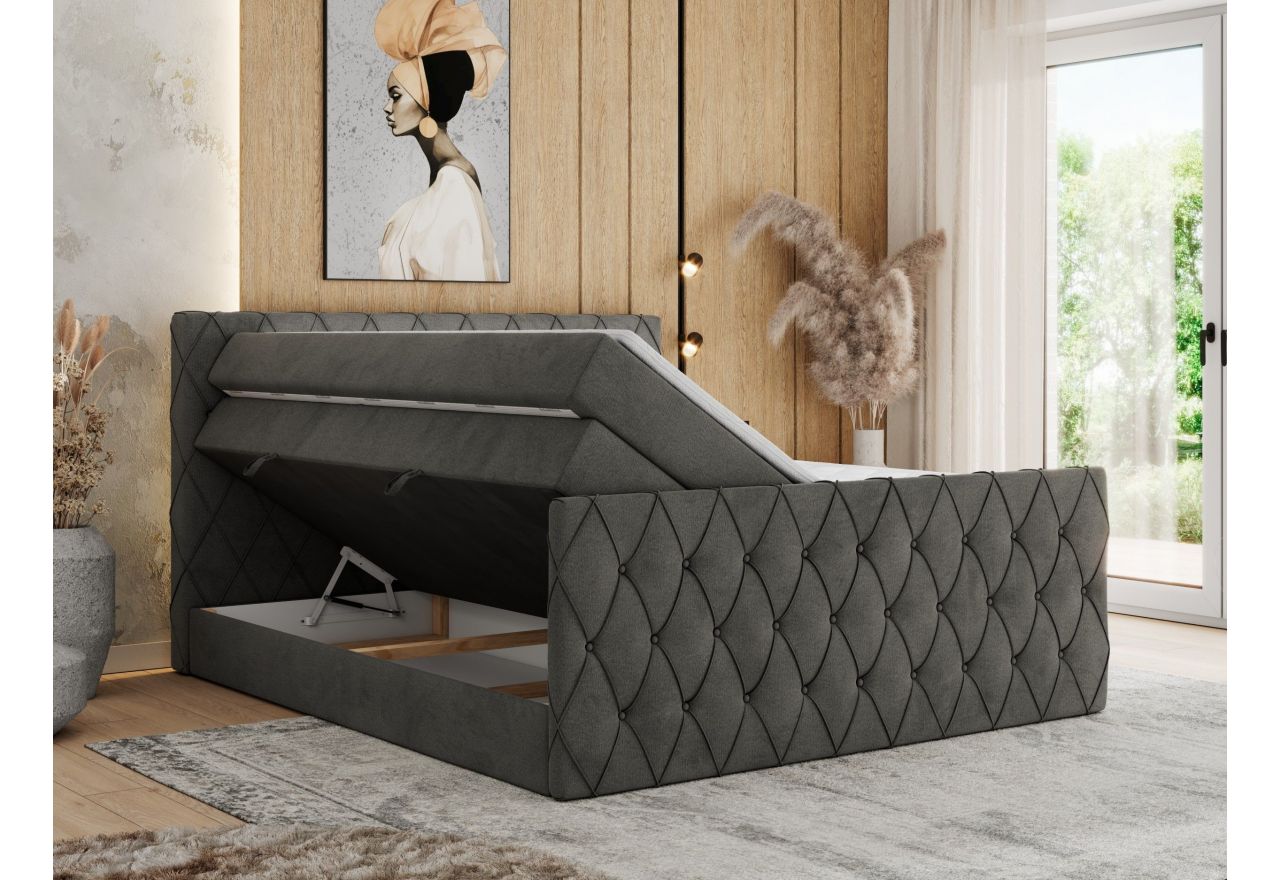 Łóżko kontynentalne MIREN KING DUO 200x200 - H4 - ciemnoszary, welwet