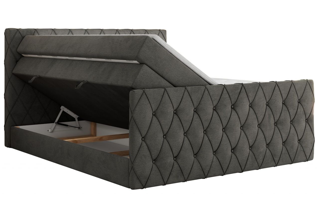 Łóżko kontynentalne MIREN KING DUO 200x200 - H4 - ciemnoszary, welwet