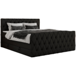 Łóżko kontynentalne MIREN KING DUO 160x200 - H3 - czarny, ekoskóra