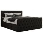 Łóżko kontynentalne MIREN KING DUO 160x200 - H3 - czarny, ekoskóra