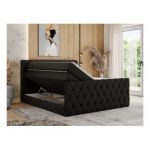 Łóżko kontynentalne MIREN KING DUO 120x200 - H4 - czarny, ekoskóra