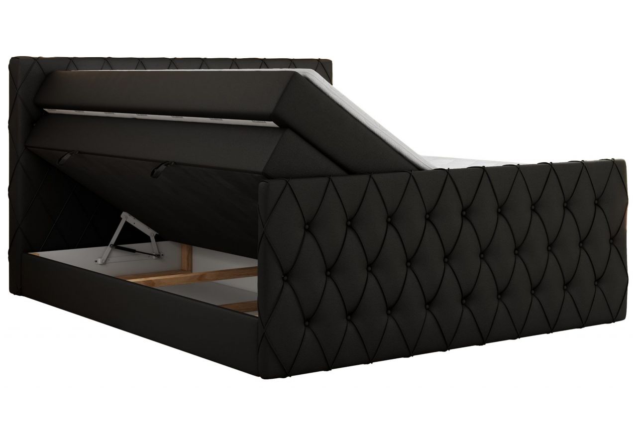 Łóżko kontynentalne MIREN KING DUO 120x200 - H4 - czarny, ekoskóra