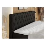 Łóżko kontynentalne MIREN KING DUO 160x200 - H4 - czarny, ekoskóra