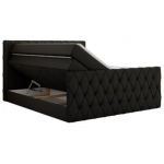 Łóżko kontynentalne MIREN KING DUO 200x200 - H4 - czarny, ekoskóra