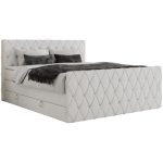 Łóżko kontynentalne MIREN KING DUO 120x200 - H3 - biały, ekoskóra