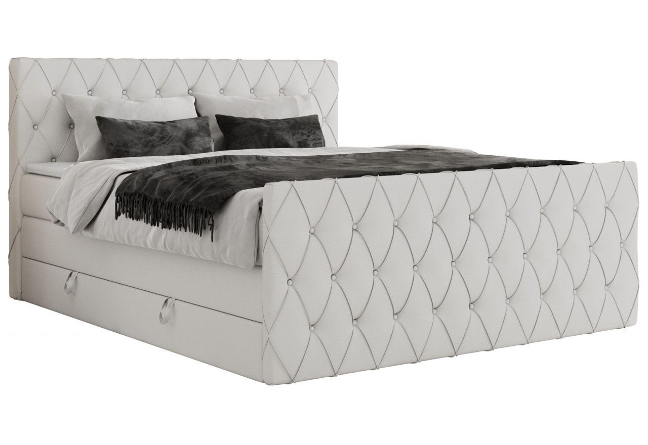 Łóżko kontynentalne MIREN KING DUO 120x200 - H3 - biały, ekoskóra