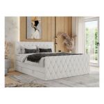 Łóżko kontynentalne MIREN KING DUO 140x200 - H3 - biały, ekoskóra