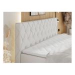 Łóżko kontynentalne MIREN KING DUO 160x200 - H3 - biały, ekoskóra