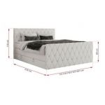 Łóżko kontynentalne MIREN KING DUO 160x200 - H4 - biały, ekoskóra