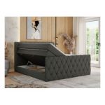 Łóżko kontynentalne MIREN KING DUO 160x200 - H3 - szary, ekoskóra