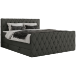 Łóżko kontynentalne MIREN KING DUO 200x200 - H3 - szary, ekoskóra