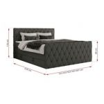 Łóżko kontynentalne MIREN KING DUO 200x200 - H3 - szary, ekoskóra