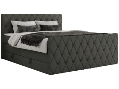 Łóżko kontynentalne MIREN KING DUO 120x200 - H4 - szary, ekoskóra