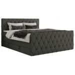 Łóżko kontynentalne MIREN KING DUO 140x200 - H4 - szary, ekoskóra