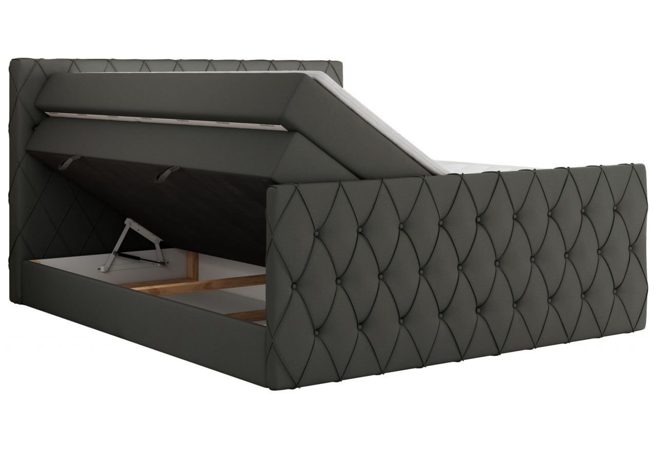 Łóżko kontynentalne MIREN KING DUO 200x200 - H4 - szary, ekoskóra