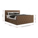Łóżko kontynentalne MIREN KING DUO 160x200 - H3 - brązowy, ekoskóra