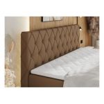 Łóżko kontynentalne MIREN KING DUO 160x200 - H3 - brązowy, ekoskóra