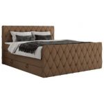 Łóżko kontynentalne MIREN KING DUO 160x200 - H3 - brązowy, ekoskóra