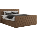 Łóżko kontynentalne MIREN KING DUO 200x200 - H3 - brązowy, ekoskóra