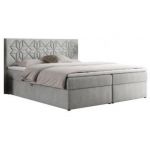 Łóżko kontynentalne LEILA 120x200 - H3 - jasnoszary, struktura