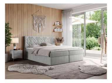 Łóżko kontynentalne LEILA 140x200 - H3 - jasnoszary, struktura