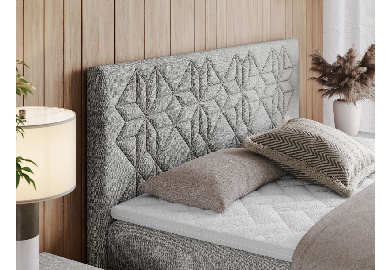 Łóżko kontynentalne LEILA 140x200 - H3 - jasnoszary, struktura