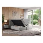 Łóżko kontynentalne LEILA 160x200 - H3 - jasnoszary, struktura